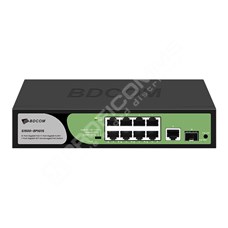 BDCOM S1500-8P1G1S: Unmanaged Gigabit PoE+ Switch, 8x PoE RJ-45, 1x SFP, 1x RJ-45, zdroj 220V AC, PoE budget 110W