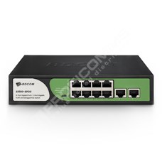 BDCOM S1500-8P2G: Unmanaged Gigabit PoE+ Switch, 8x PoE RJ-45, 2x RJ-45, zdroj 220V AC, PoE budget 110W